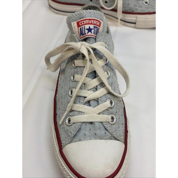 PFR CONVERSE All Star Low Top Powder Blue Eyelet Fabric Chucks Sneakers Sz 7 - Picture 5 of 8